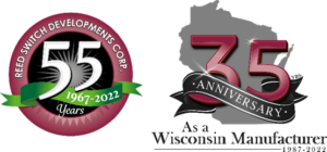 Reed Switch Developments Corp. 55th Anniversary and 35th Anniversary Logos